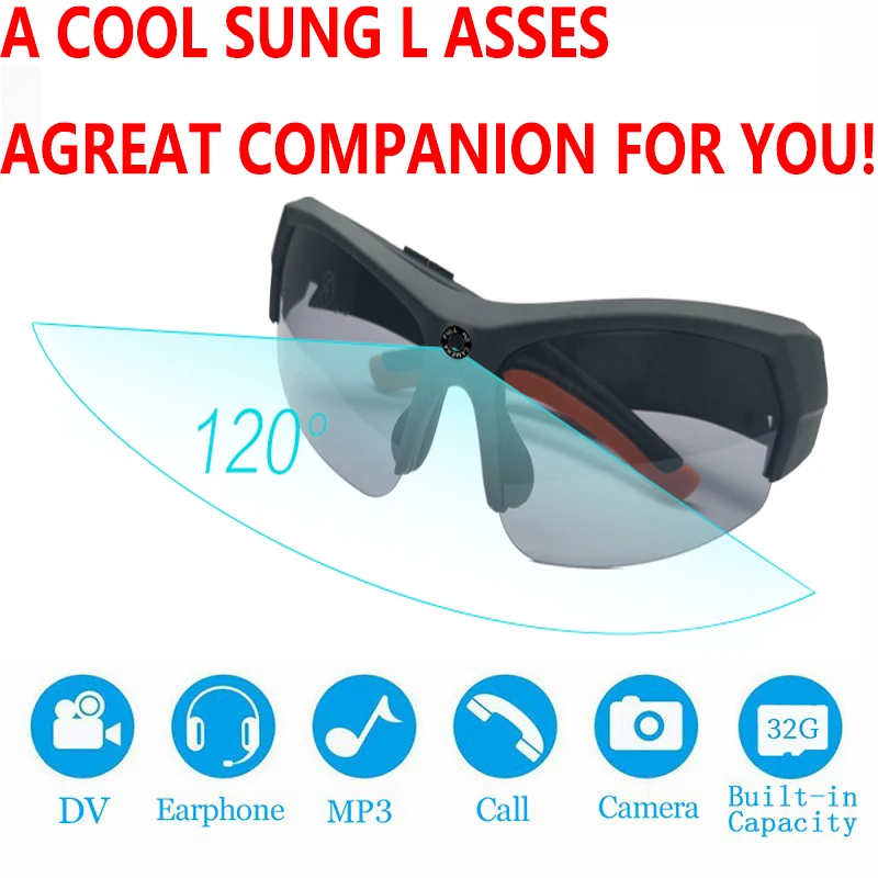 

1080P HD Sunglasses Invisible Camera Portable Bluetooth Earphone Mp3 DV Sport Record Micro Action Camcorder Video Recorder Espia