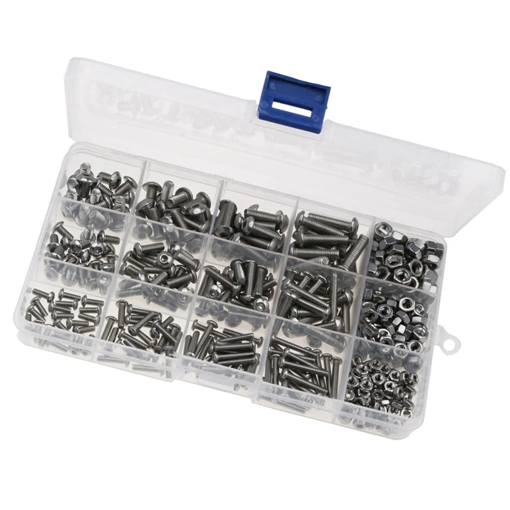 

440 Pcs Hex Screws Stainless Steel Screws and Nuts Hex Socket Head Screws Assortment Set Kit with Storage Box Wood self-tapping