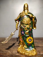 15 tibetan temple collection old bronze cloisonne filigree enamel guan gong statue knife god of wealth gather fortune ornament
