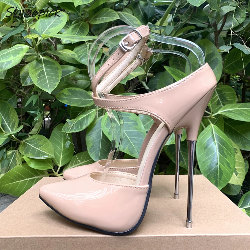 

Туфли-лодочки унисекс на очень высоком каблуке 16 см, с ремешком на щиколотке