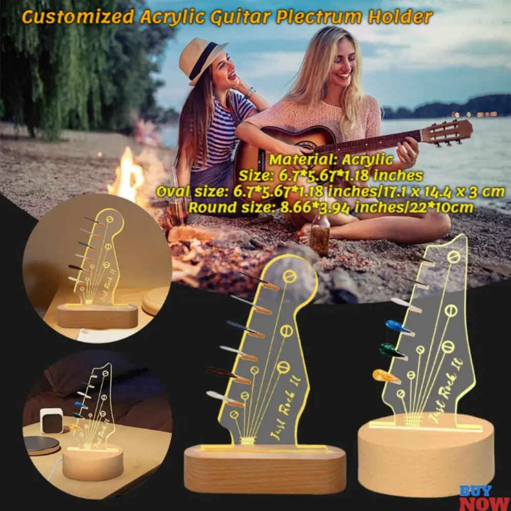 Новый индивидуальный подсветка держателя медиатора из дерева и акрила держатель