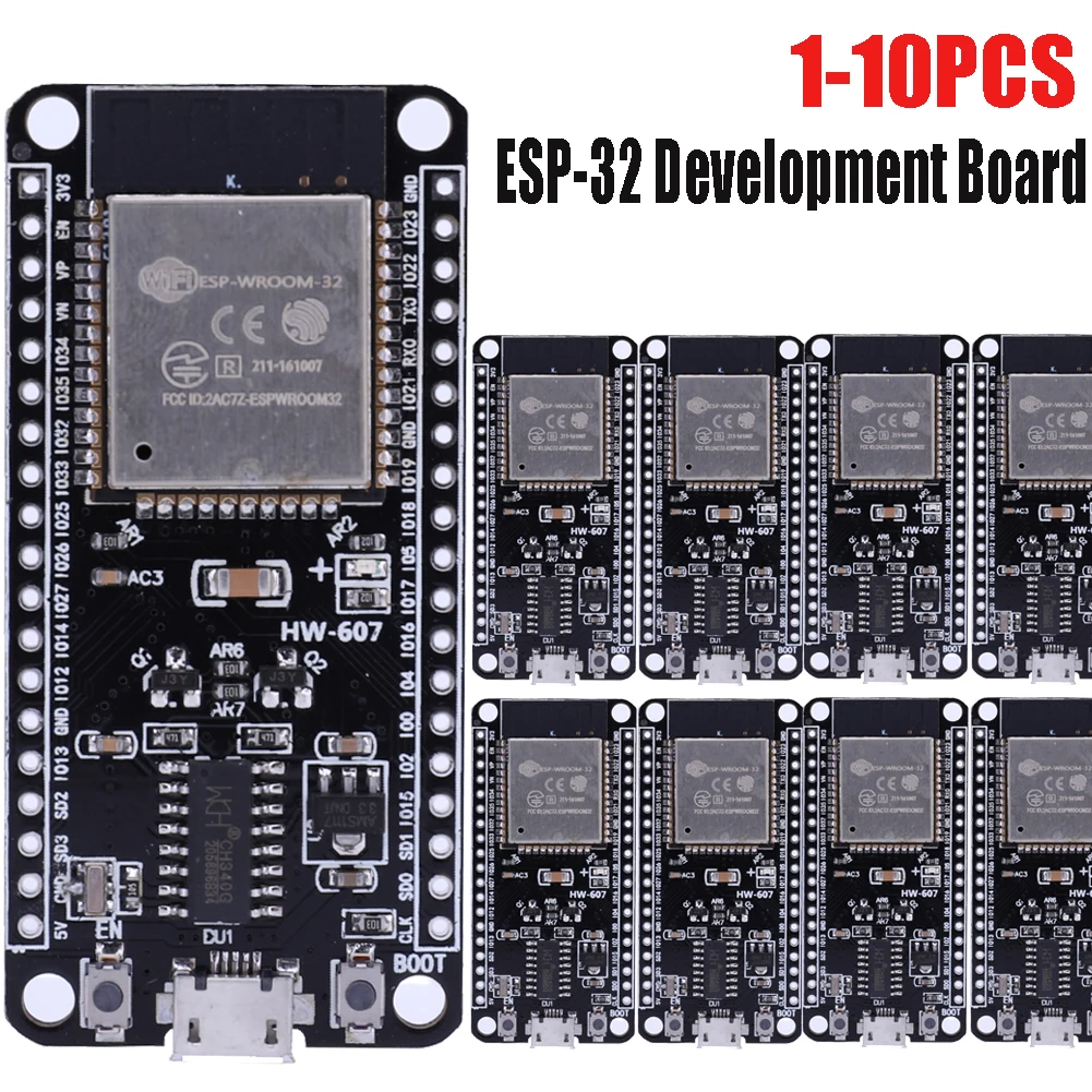 

10-1PCS ESP-32 Development Board WIFI+Bluetooth 2-in-1 Dual Core CPU 802.11b/g Wi Fi BT Module Low Power Consumption Board
