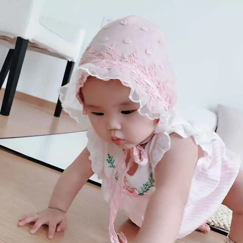 

Sunflowers Embroidered Lace Sun Cap For Baby Girls Toddler Kids Summer Sunscreen Beach Cap Princess Newborn Baby Baptism hat