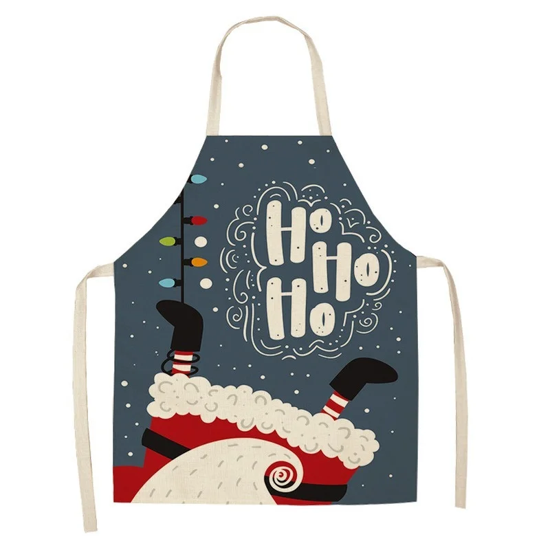 

New 1PC 53*65cm Christmas Decoration Sleeveless Apron Cotton Linen Kitchen Aprons Women Home Cooking Baking Waist Bib Pinafore