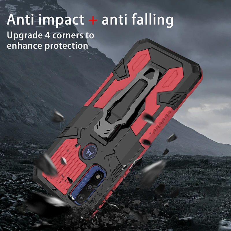 armor phone case for motorola g pure g 5g g play g styius g power g stylus back clip bracket cover for moto e7plus e6s e5 e 2020 free global shipping