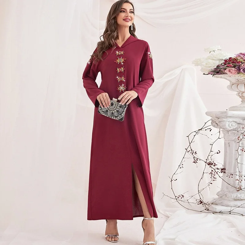 Eid Djellaba Abaya Dubai Turkey Arabic Long Muslim Dress Silky Pakistan Islam Clothing Moroccan Kaftan Evening Wedding Dresses