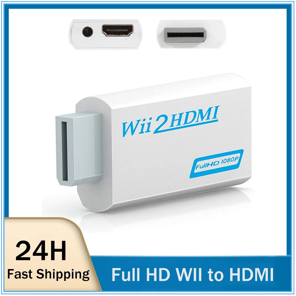 Full HD 1080P Wii to HDMI-compatible Adapter Converter Support 3.5mm Audio Wii2HDMI-compatible for PC HDTV Monitor Display