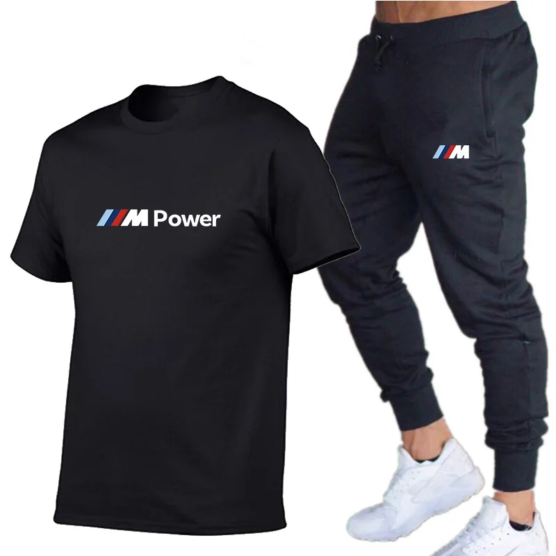 

2022 New Men's Summer Cotton T-shirt + Jogging Pants Suit Men's Bmw Tracksuit Sportswear Tracksuit Men's Sweater Short Sleeve 2