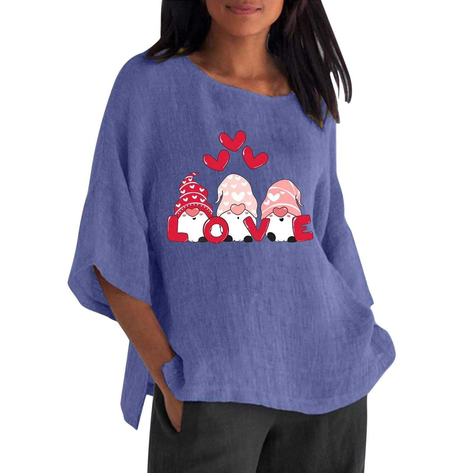 

Женская свободная футболка с рукавами-фонариками и V-образным вырезом