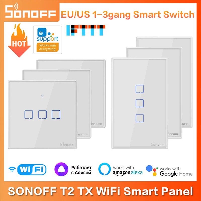 

Умный выключатель Sonoff T2 TX с поддержкой Wi-Fi, ЕС/США
