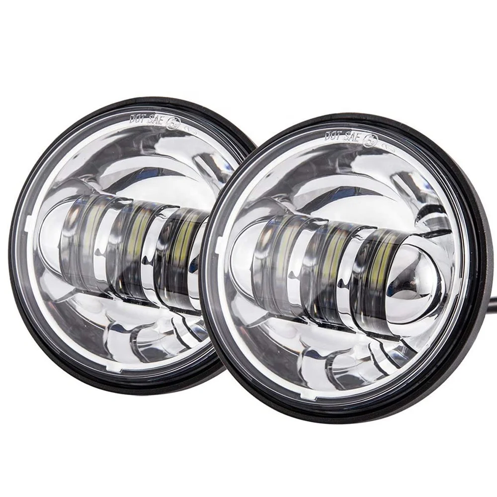 

Youstar Motorcycle 4-1/2 4.5inch Chrome LED Passing Light Fog Lamps Auxiliary Light Bulb Projector Spot Driving Lamp Head