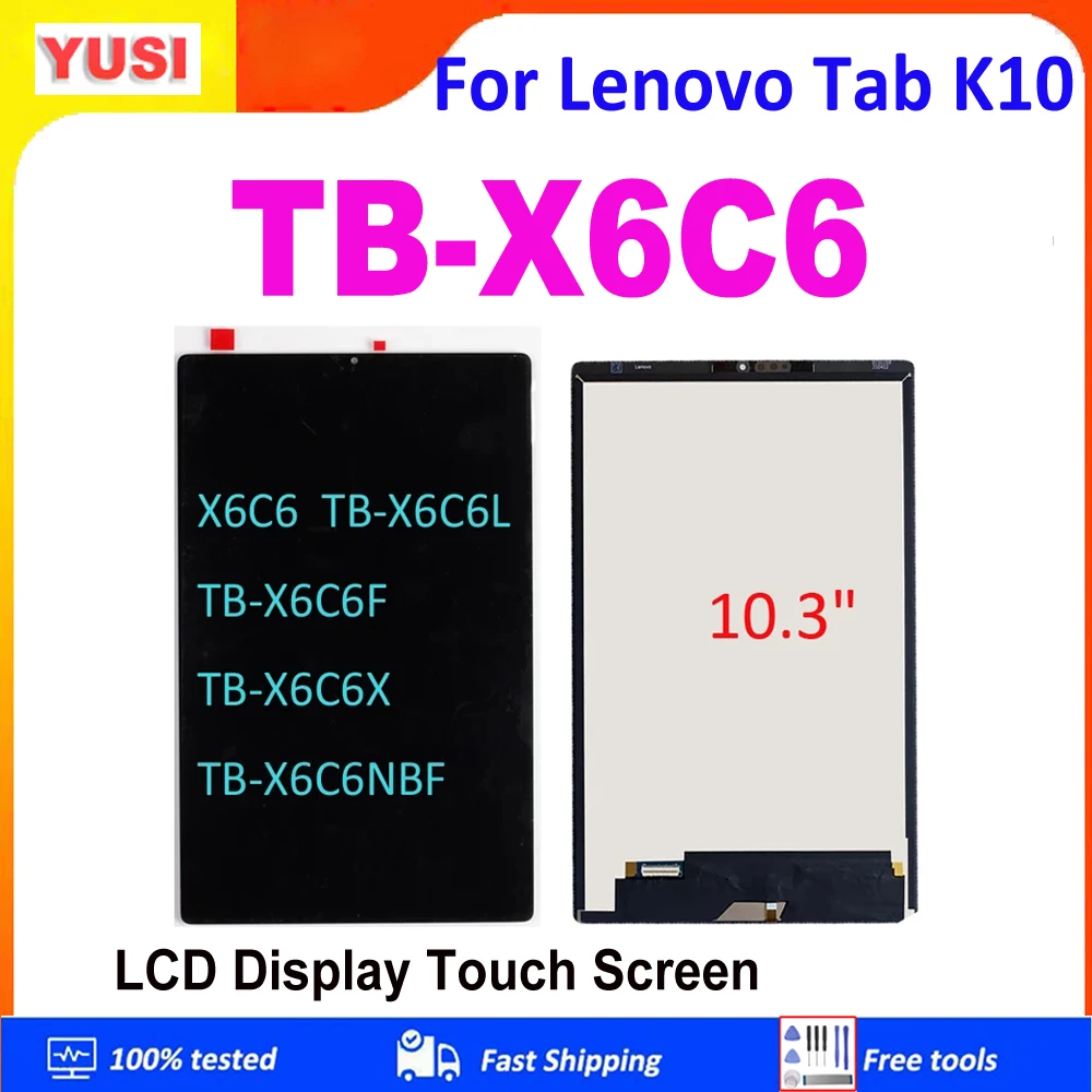 Фото 10,3-дюймовый ЖК-дисплей для Lenovo Tab K10 TB X6C6 TB-X6C6L TB-X6C6F TB-X6C6X TB-X6C6NBF, сенсорный экран в сборе, замена дигитайзера №1