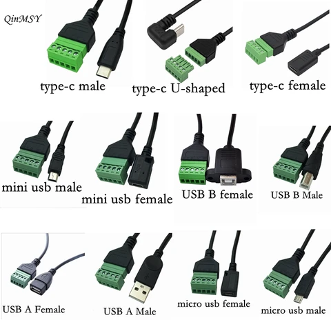 USB 2.0 «мама» B Micro USB mini USB Type-C «папа» на 5-контактный гнездовой разъем с экранным разъемом, кабель-переходник