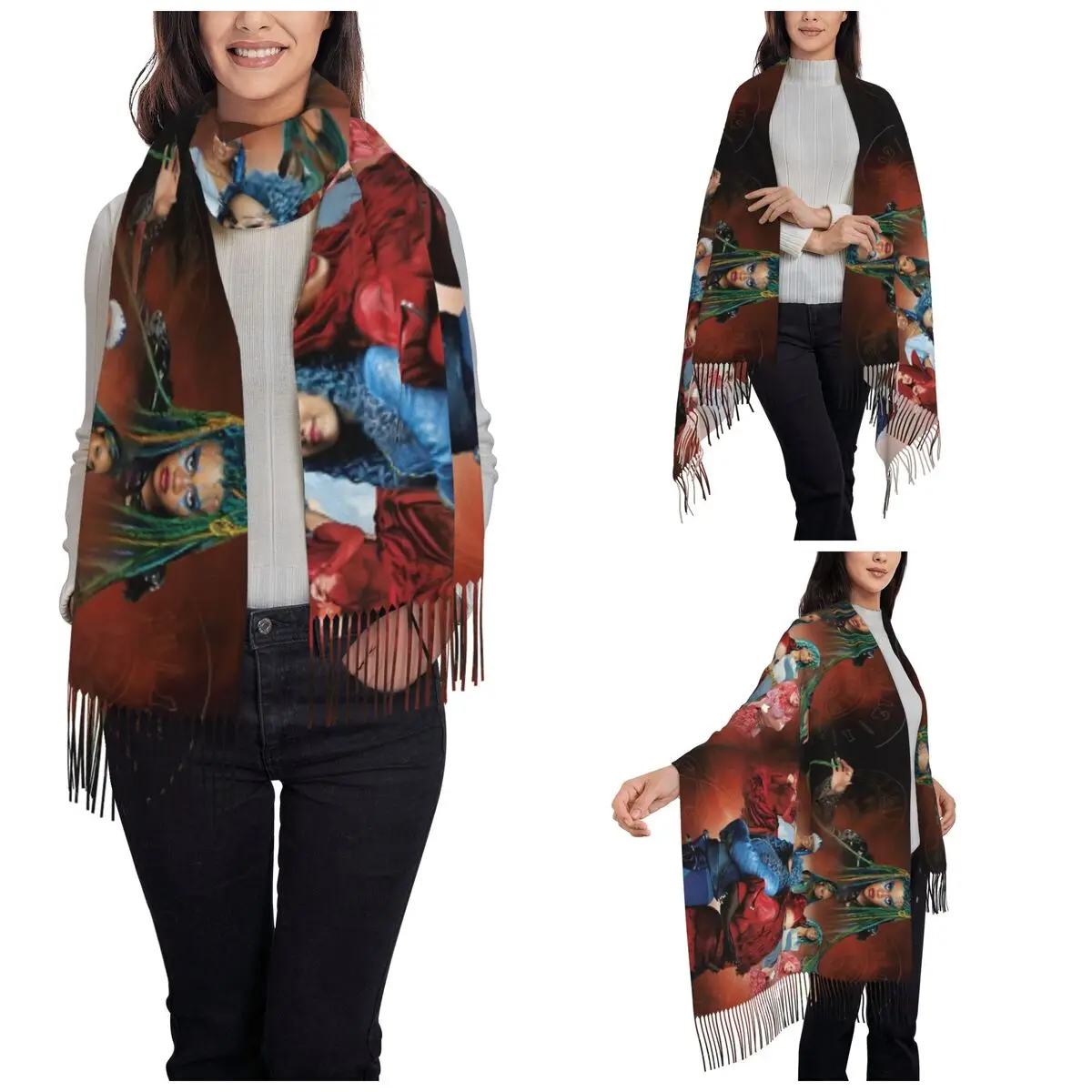 Наследники 4 красная шаль для женщин теплый большой длинный шарф Kylie Cantrall шейный