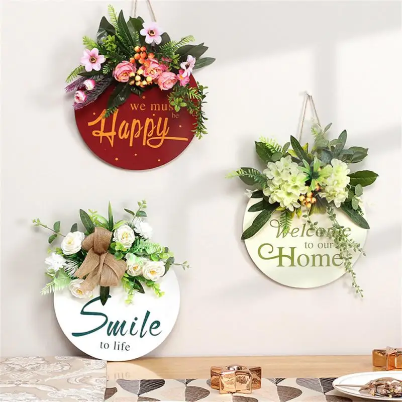 

Ins Wind Imitation Flower And Wood Door Hanging Festival Letters Home Decoration Wall Hanging Hanging Hanging Decoration