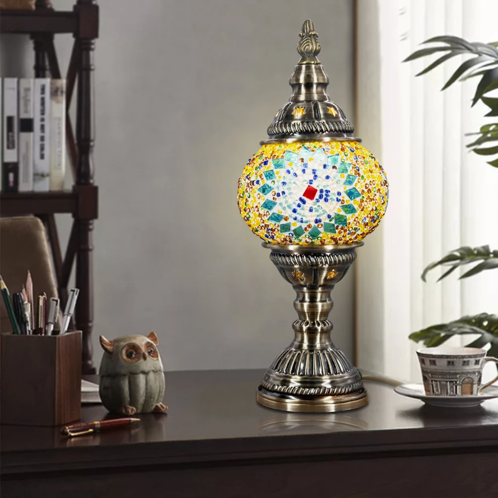 

Artpad Retro Moroccan Table Lamp Glass Mediterranean Turkish Style Desk Lamp Bar Decoration Office Light Fixtures Art Deco