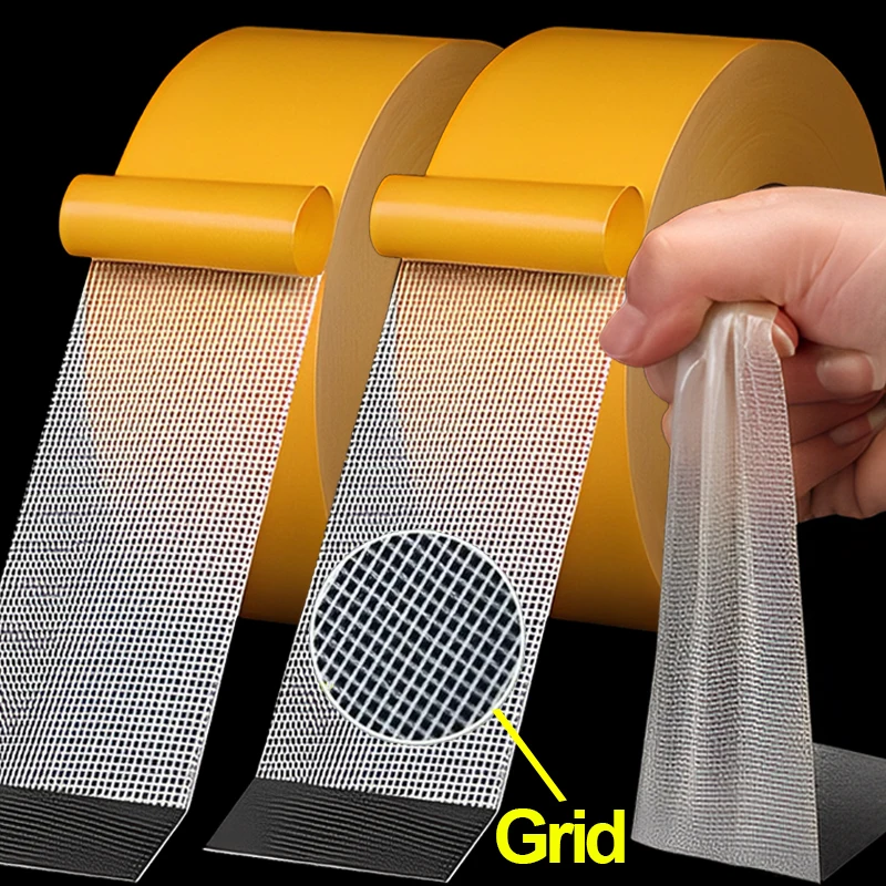 5M Strong Fixation Double Sided Tape Base Tape Translucent Mesh Waterproof Traceless High Viscosity Grid Carpet Adhesive Tape