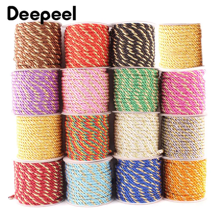 

1Roll Deepeel 3mm Colour 3 Shares Twisted Cords DIY Craft Braided Ropes Drawstring Cushion Pillow Chair Decoration Accessories