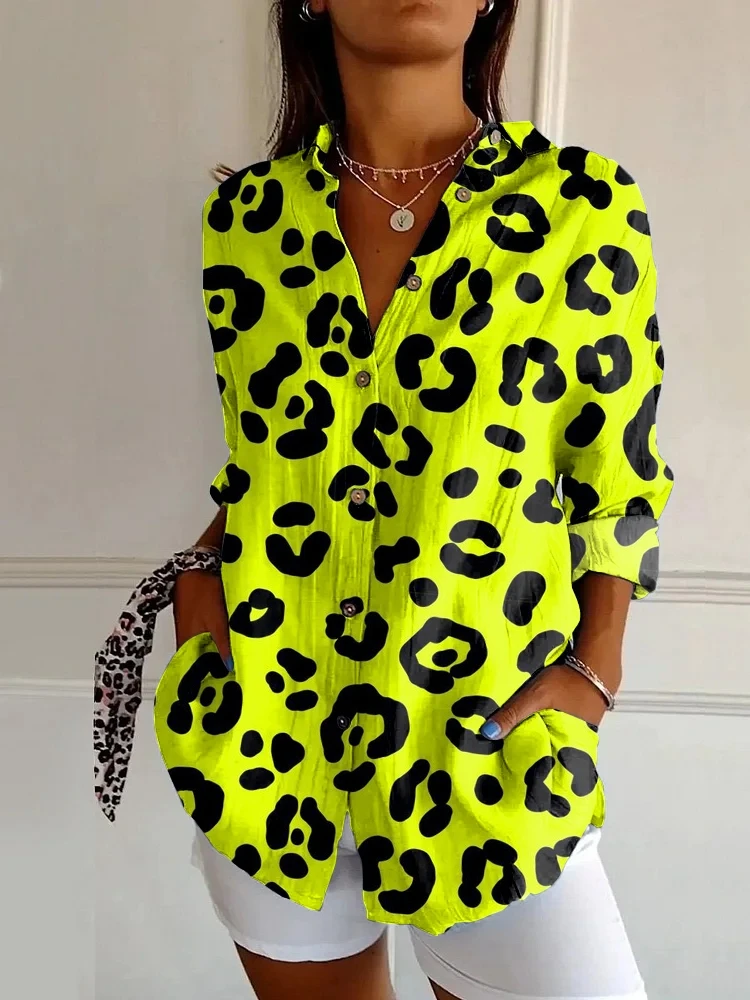 Женская рубашка с длинным рукавом цифровым принтом