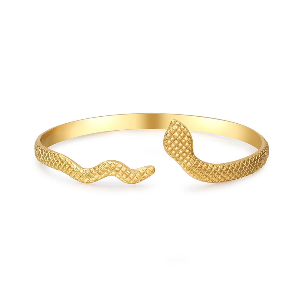 

No Fade Color Snake Bangle Bracelet for Women Opening Gold Color Stainless Steel Bangle Vintage Animal Jewelry pulseras mujer