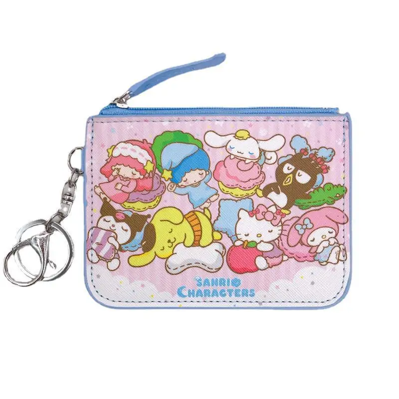 

New Sanrio Wallet Kawaii HelloKitty Kuromi Cinnamoroll Cartoon Pu Student Card Bag Cute Girl's Coin Purse Key Chain Kids Gift