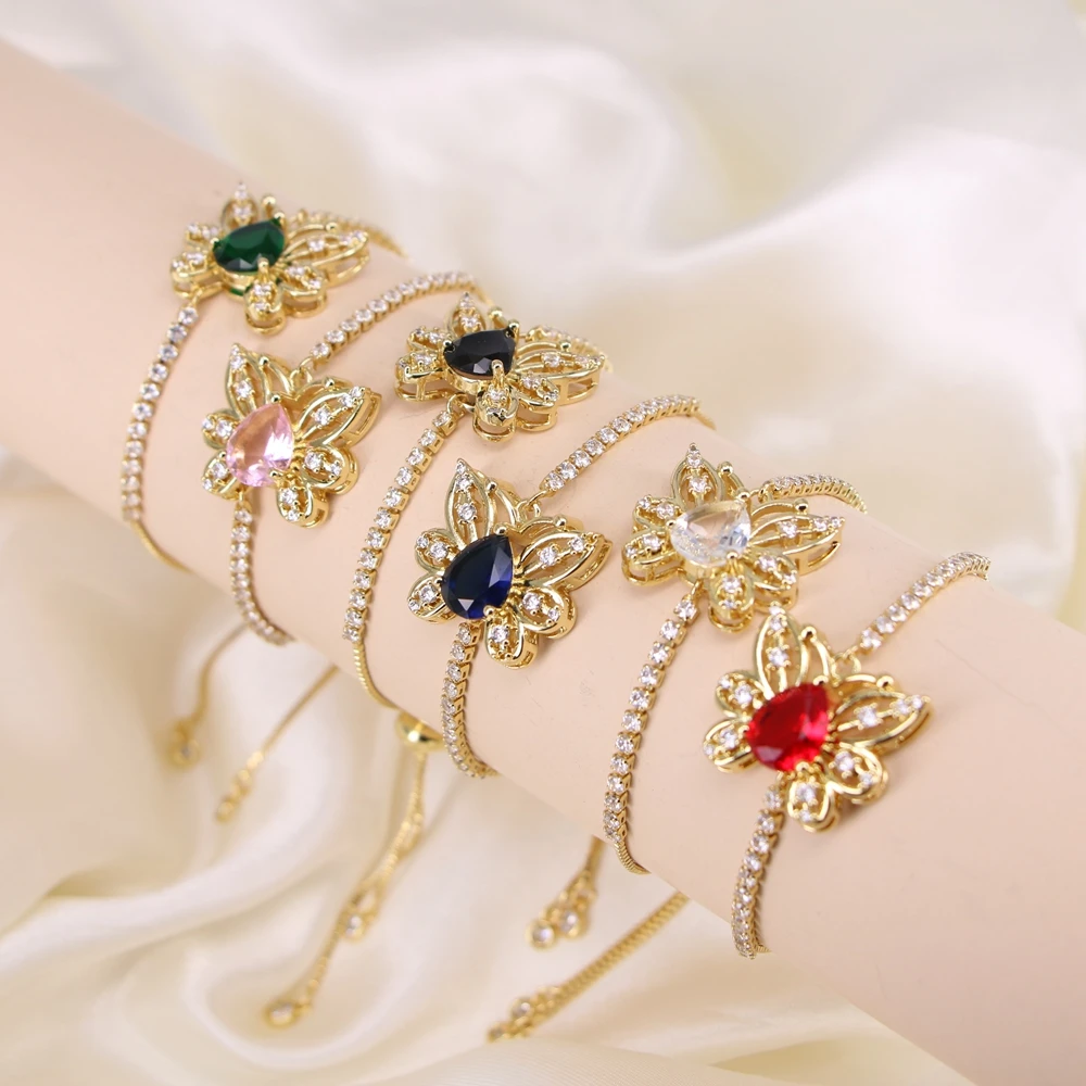 

5 шт., женский браслет с бабочками из циркона и меди