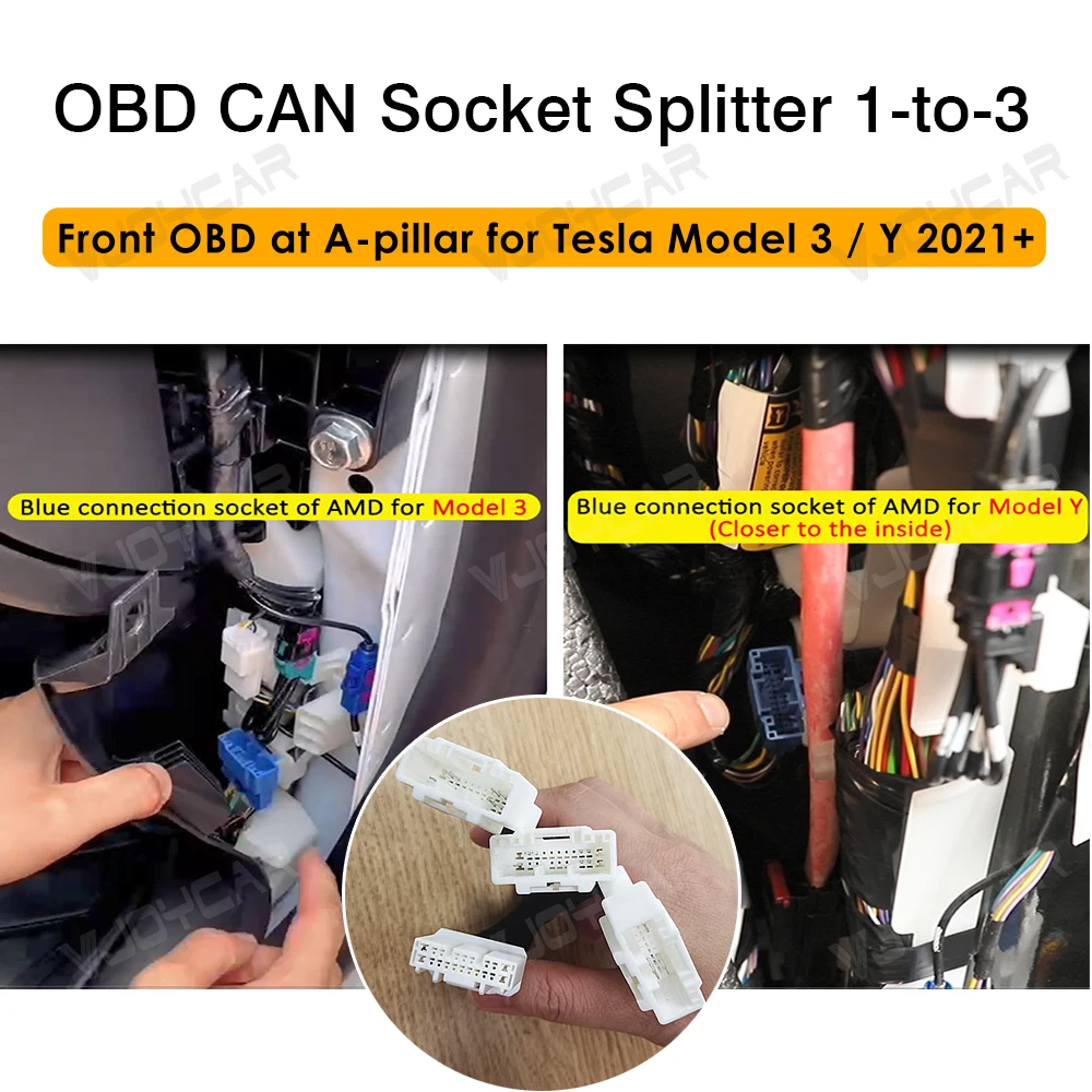 

Для Tesla OBD Splitter 1-to-3 OBD CAN Разъем 12PIN 20PIN 26PIN Переходник «один-то» А-столб для правой передней двери