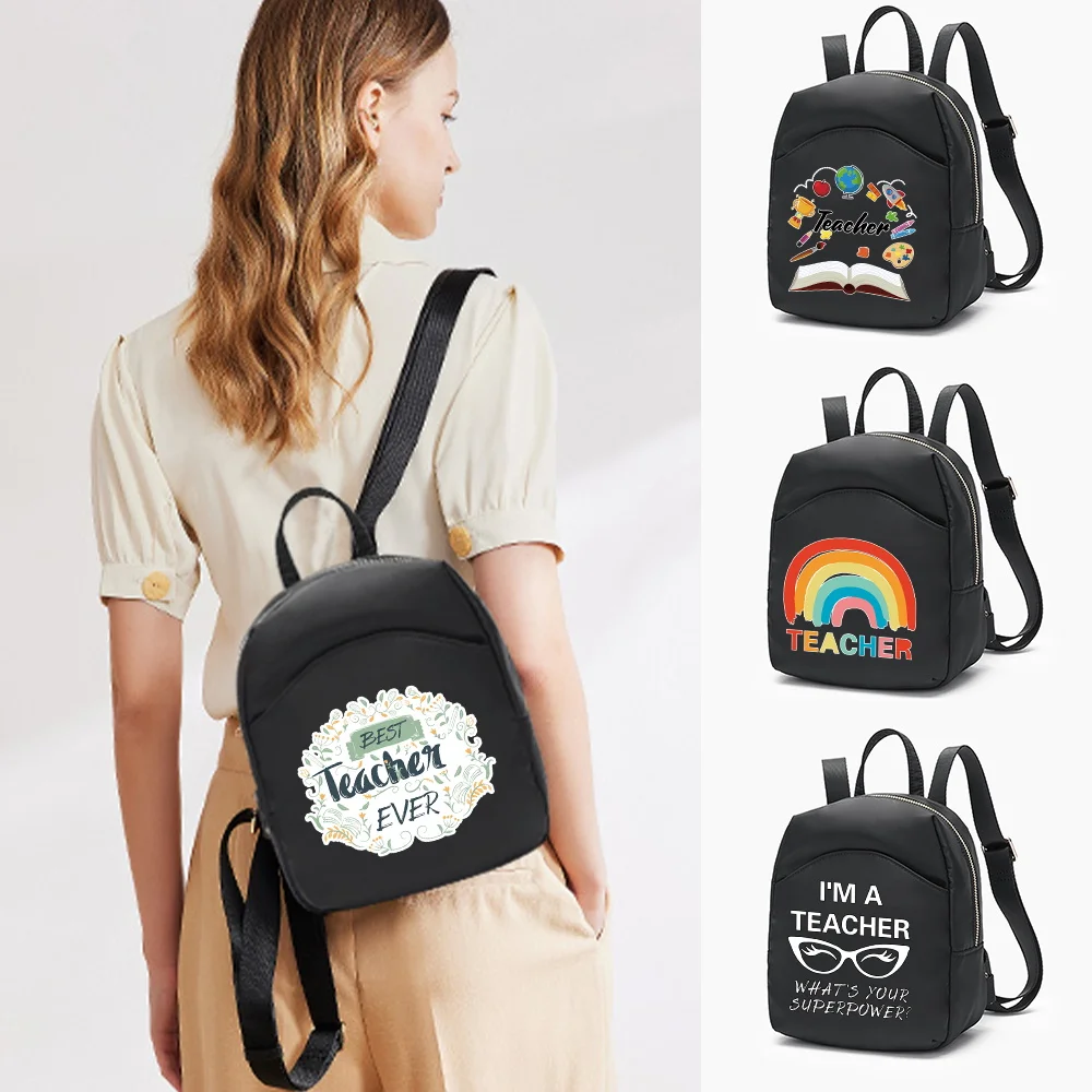 

Designer Trend Teacher Print Women Backpack Mini Soft Touch Multi-Function Small Backpack Female Ladies Shoulder Bag Girl Purse