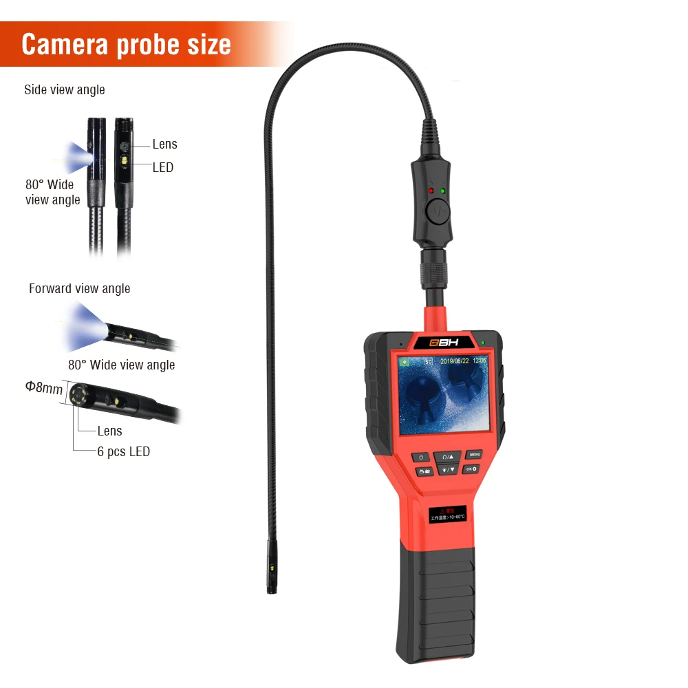 

Portable Video Scope Dual Lens 8.0mm Endoscope Borescope