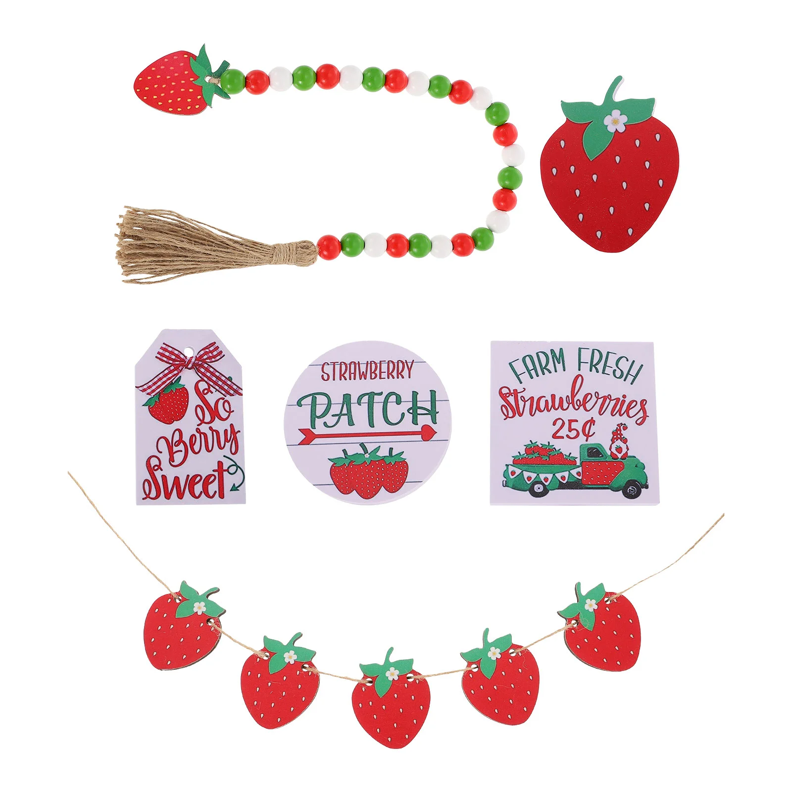 

Decor Tray Tiered Strawberry Wooden Sign Farmhouse Kitchen Summer Ornament Lemon Wood Party Banner Signs Birthday Rustic Garland