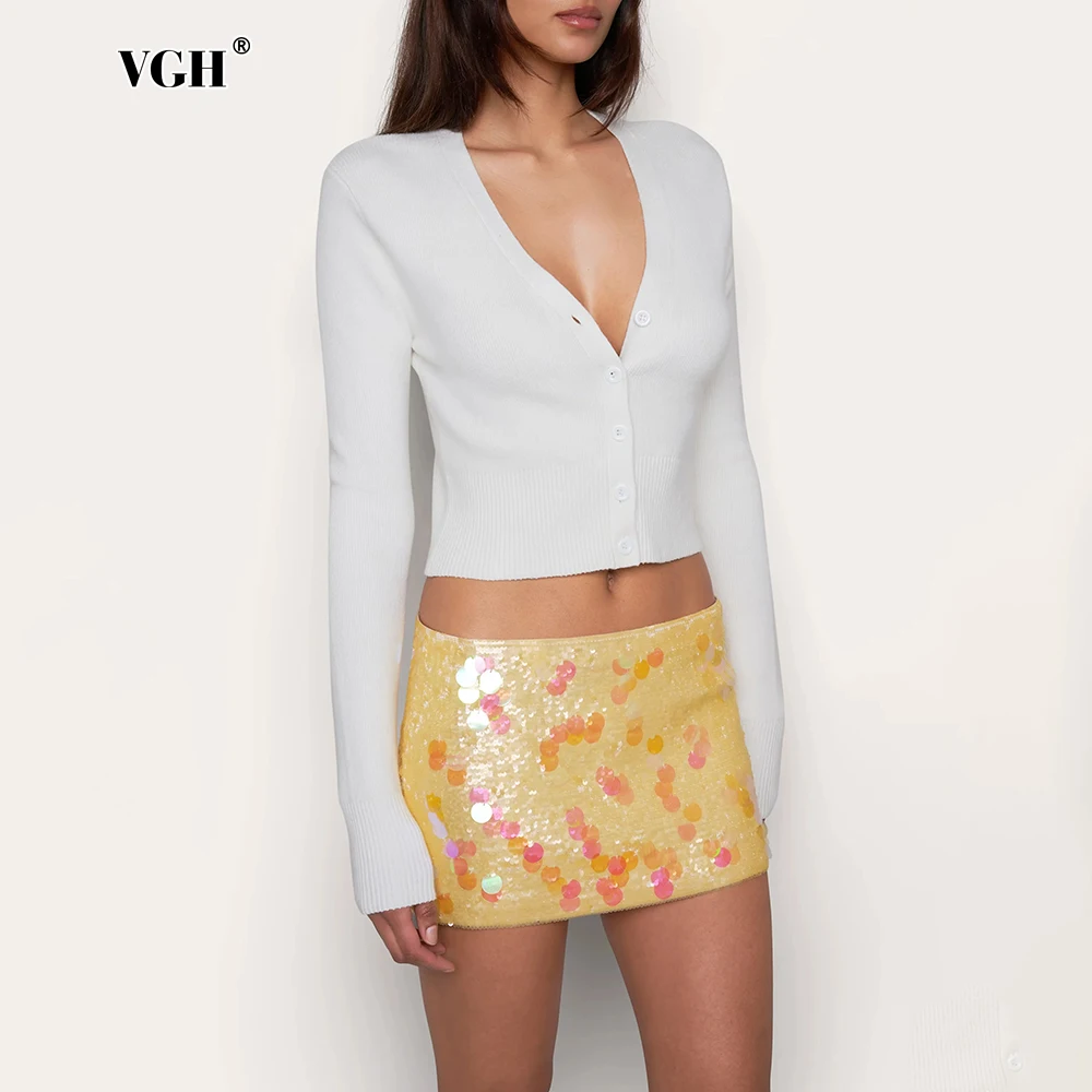 VGH Minimaist однотонная поклонная блузка для женщин с глубоким v-образным вырезом и