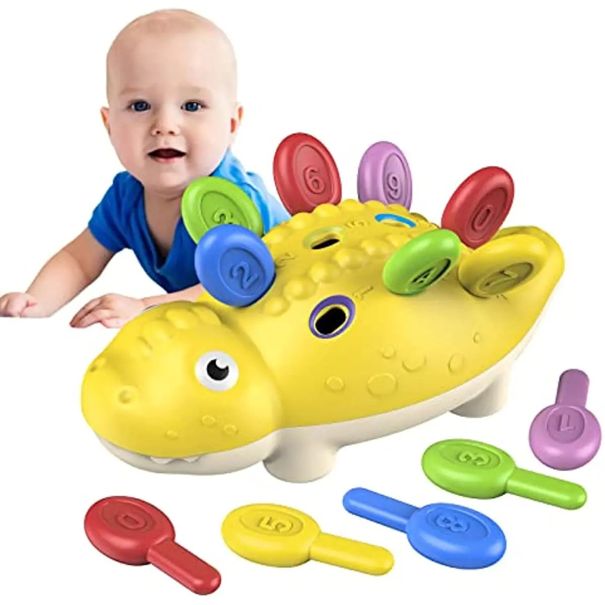 

Baby Motor Skill Sensory Toys for 12-24 Month Matching Sorter Toy Hand-eye Training Dinosaur Toy Toddler Color Numbers Cognition