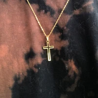 stainless steel necklace for women lovers gold and rose gold color chain cross necklace small cross religious jewelry