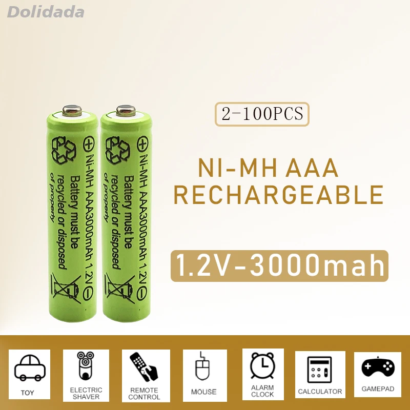 

100% original AAA 3000mAh 1.2V quality rechargeable battery AAA 3000mAh Ni-MH rechargeable 1.2V battery