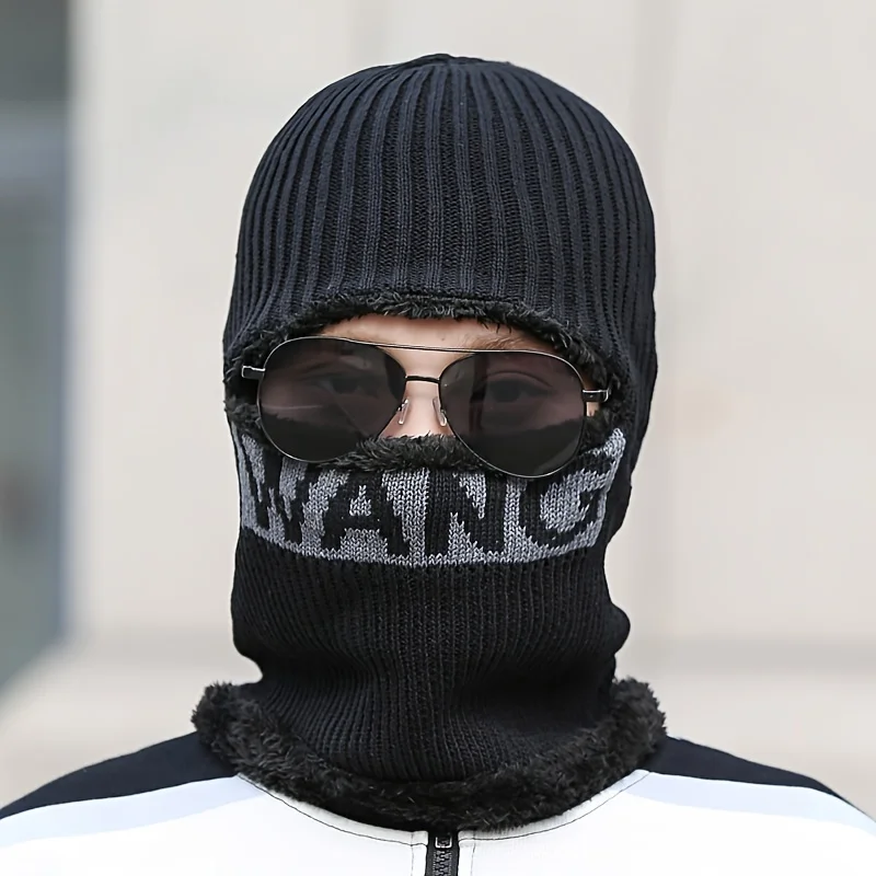 

Зимняя шапка с подкладкой из кораллового флиса мужская шапка шарф теплая дышащая шерстяная вязаная шапка для женщин двухслойные шапки Балаклава шапка