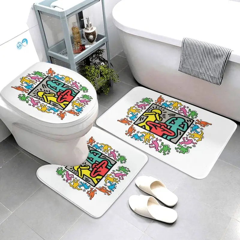 

Street Artist Keith Haring Bath Door Foot Mat Pad Non-slip Rug Carpet Decor Entrance Living Room Home Kitchen Absorbent Bedroom