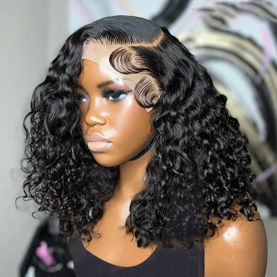 

Short Bob Lace Frontal Wig 13x4 13x6 Deep Water Curly Wave Lace Frontal Wig 100% Remy Natural Hair Short Lace Frontal T Part Wig