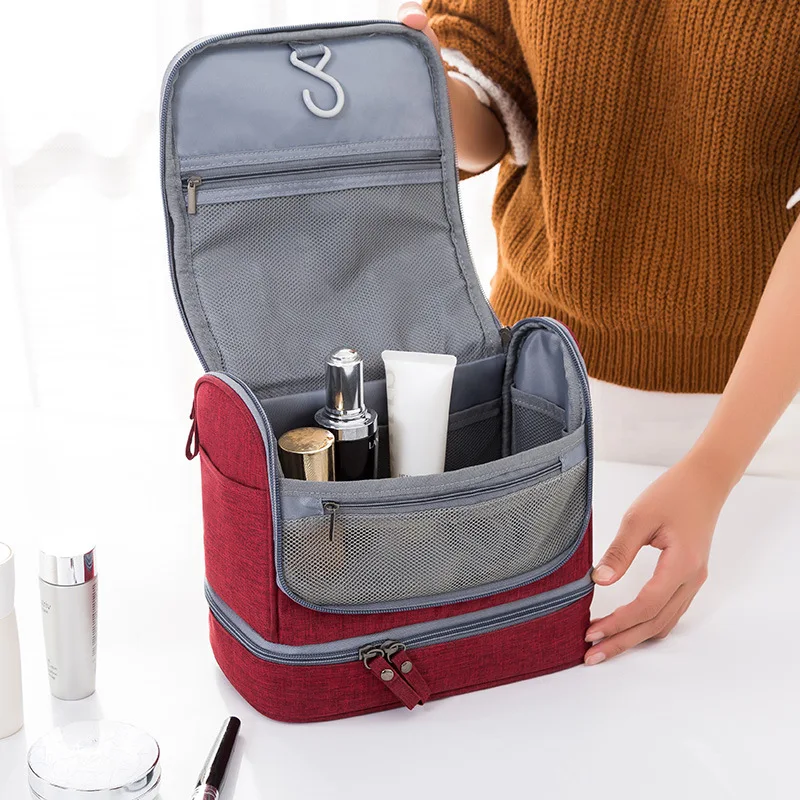 

New Waterproof Oxford Travel Cosmetic Bags for Men and Women Portable Makeup Toiletry Bag Double Layer Organizer Beauty Bag Case