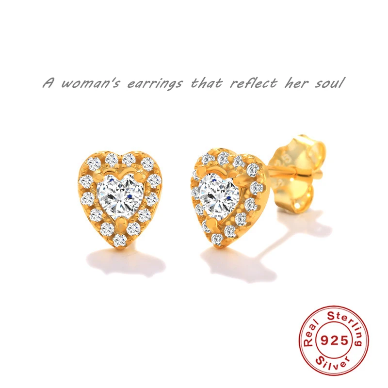 

Aide Wedding Love Bridal Stud Earrings Luxury 925 Sterling Silver Style Stud Earrings Pierced Stud Earrings for Women 2022 new
