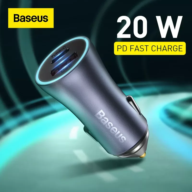 

Автомобильное зарядное устройство Baseus PD 20 Вт, быстрое зарядное устройство USB для быстрой зарядки телефона 4,0 3,0 Type C PD, зарядное устройство дл...