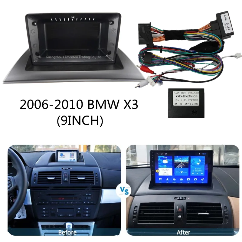 

Автомобильная рамка Fascia Adapter Canbus Box Decoder Android радио приборная, комплект панелей для BMW X3 E83