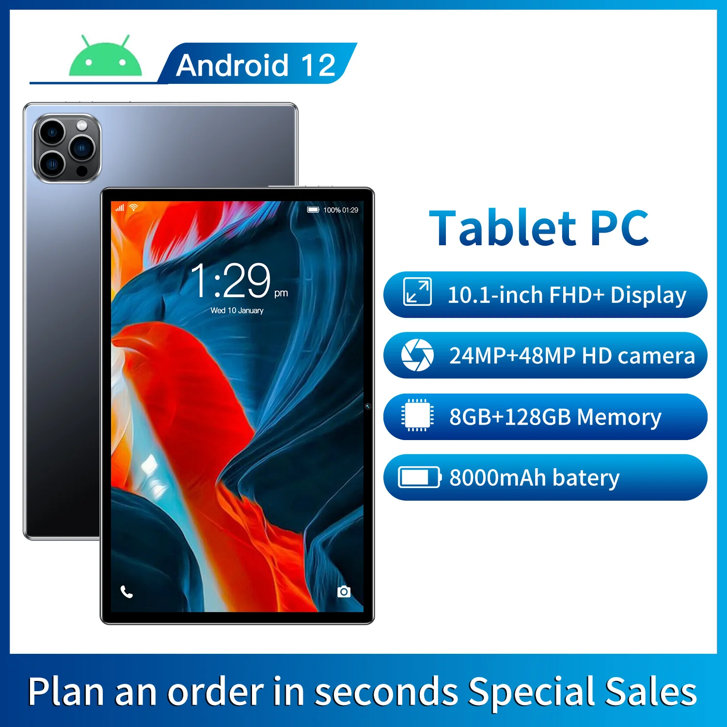 

Глобальная прошивка Tab P11 /K11 2K, ЖК-экран, Восьмиядерный процессор MTK, планшет 4G /6G 64G /128GB, Android 12 Pad 10.1nch