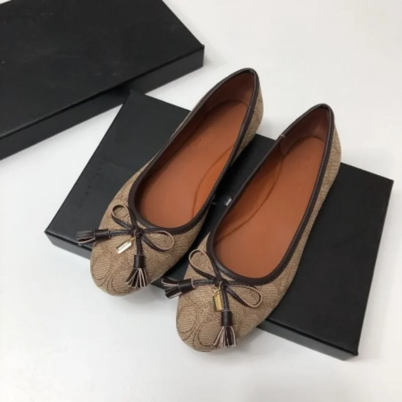 

Spring 2023 New Style~One Step Shallow Mouth Ladle Shoes~Silk Flat Sole Women's Single Shoes