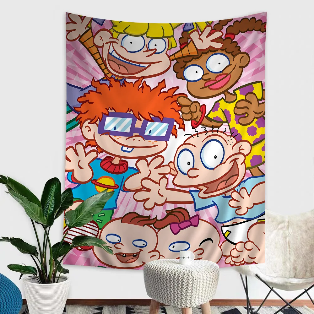 Cartoon-R-Rugrat-Anime Printed Large Wall Tapestry Hanging Decoration Household Decor Blanket