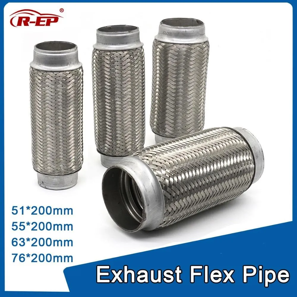 

R-EP Exhaust Car Accessories Muffler Exhaust Pipe silencer nozzle Stainless Steel 51/55/63/76mm LH200mm