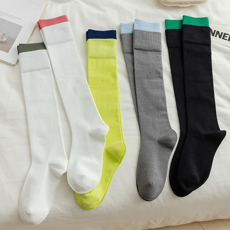 Fashion Cotton Stocking Women Over Knee Socks Thigh JK Long Stockings Tight Dress Calcetine Medias Double Ribbed Sports Socks