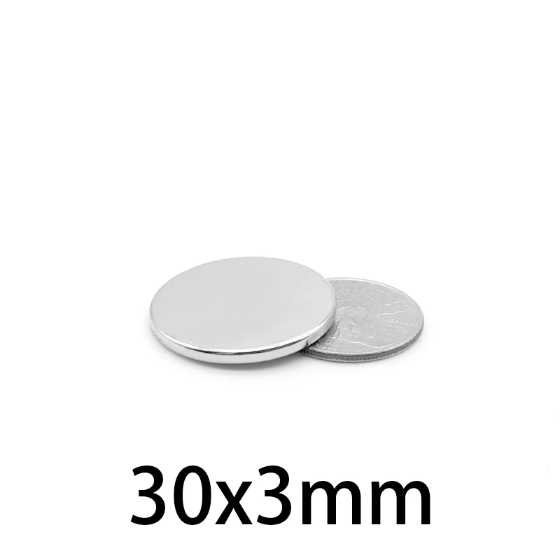Мощный цилиндрический Редкоземельный Магнит 30 мм x 3 Круглые неодимовые магниты