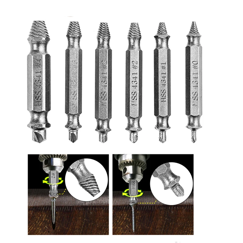 

4/5/6 PCS Damaged Screw Extractor Drill Bit Set Stripped Easily Take Out Broken Screw Bolt Remover Extractor Demolition Tools