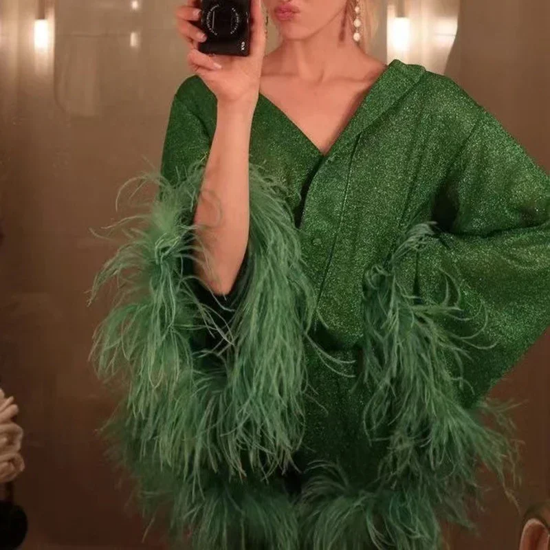 Элегантный женский наряд весенняя рубашка на пуговицах и брюки пижама из 2