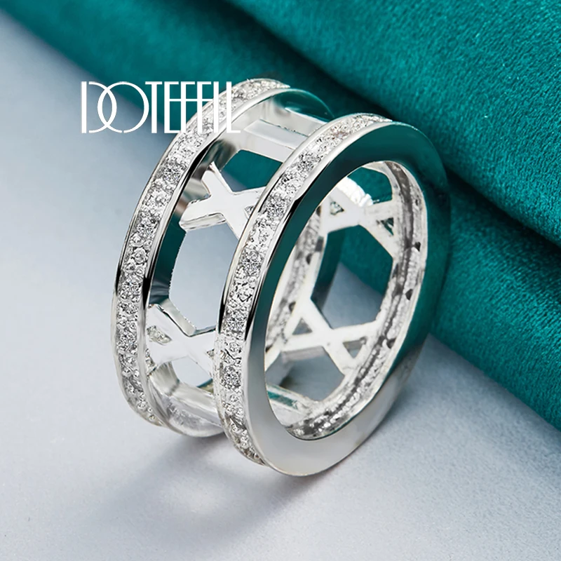 Кольцо DOTEFFIL из стерлингового серебра 925 пробы с римскими цифрами и фианитами